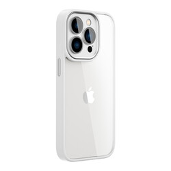 Apple iPhone 14 Pro Kılıf Wiwu VCC-104 Lens Korumalı Renkli Kenar Arkası Şeffaf Vivid Clear Kapak Beyaz