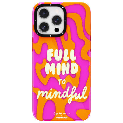 Apple iPhone 14 Pro Kılıf Yazı Desenli Youngkit Mindfulness Serisi Kapak Mor