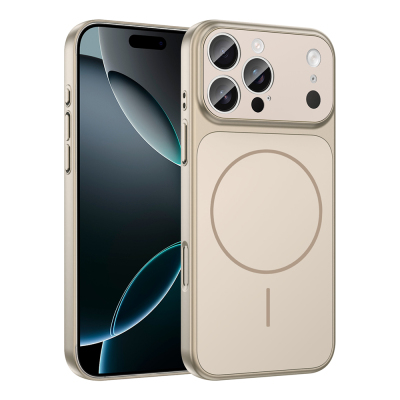 Apple iPhone 14 Pro Kılıf Zore M-Safe Şarj Özellikli Kamera Korumalı Formen Kapak Gold