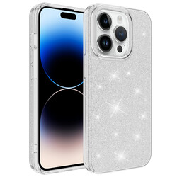 Apple iPhone 14 Pro Kılıf Zore Shining Silikon Gümüş