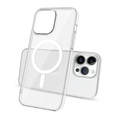 Apple iPhone 14 Pro Kılıf Zore Wireless Şarj Özellikli Şeffaf Tek Kamera Çerçeveli Porto Kapak Renksiz