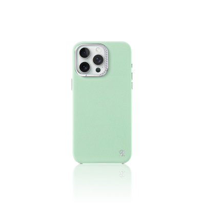 Apple iPhone 14 Pro Max Case Artificial Leather Design Pynana Starry Series Cover Green