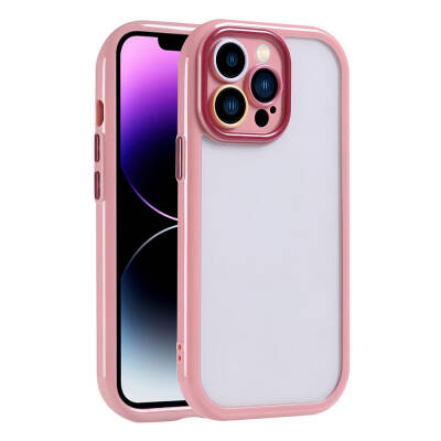 Apple iPhone 14 Pro Max Case Camera Protected Colorful Edge Frame Design Zore Vitamin Cover Plum