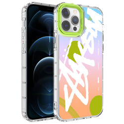 Apple iPhone 14 Pro Max Case Camera Protected Colorful Patterned Hard Silicone Zore Korn Cover NO2