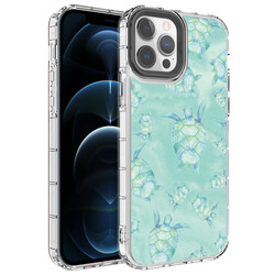 Apple iPhone 14 Pro Max Case Camera Protected Colorful Patterned Hard Silicone Zore Korn Cover NO13