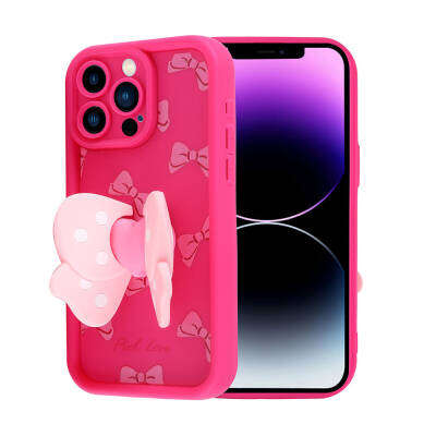 Apple iPhone 14 Pro Max Case Camera Protected Figure Designed Zore Cover Dark Pink