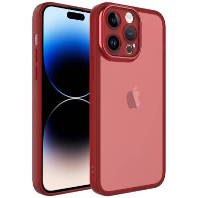 Apple iPhone 14 Pro Max Case Camera Protected Transparent Zore Post Cover Red