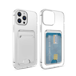 Apple iPhone 14 Pro Max Case Card Holder Transparent Zore Setra Clear Silicone Cover Colorless