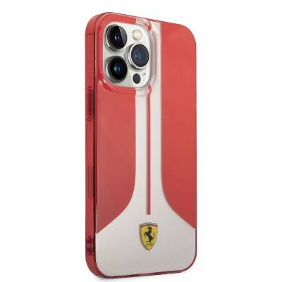 Apple iPhone 14 Pro Max Case Ferrari Original Licensed 296 Striped Design Cover Red