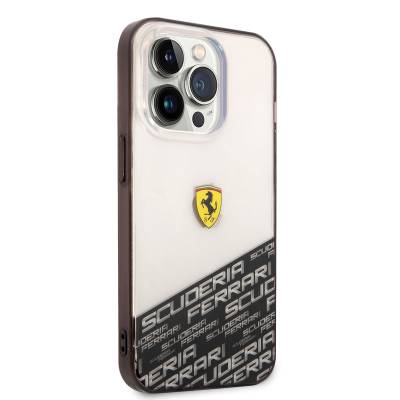 Apple iPhone 14 Pro Max Case Ferrari Transparent Bottom Printed Design Cover Silver