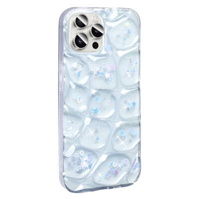 Apple iPhone 14 Pro Max Case Glittery 3D Patterned Zore Hacar Cover White