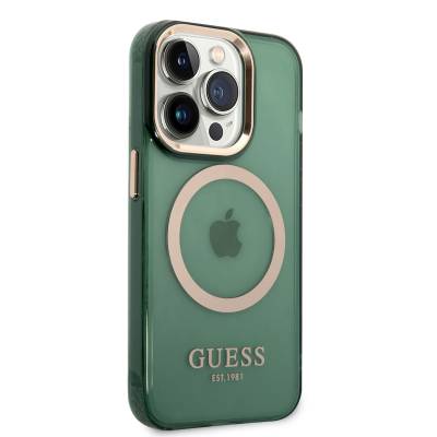 Apple iPhone 14 Pro Max Case GUESS Magsafe Charge Feature Airbag Design Cover Green