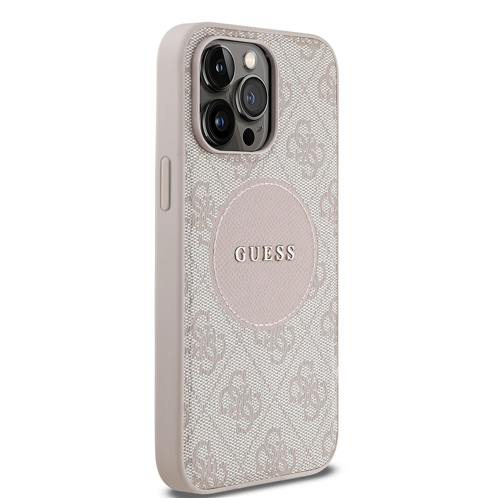 Apple iPhone 14 Pro Max Case Guess Original Licensed Magsafe Charging Feature Circle Classic Cover with Text Logo - 21