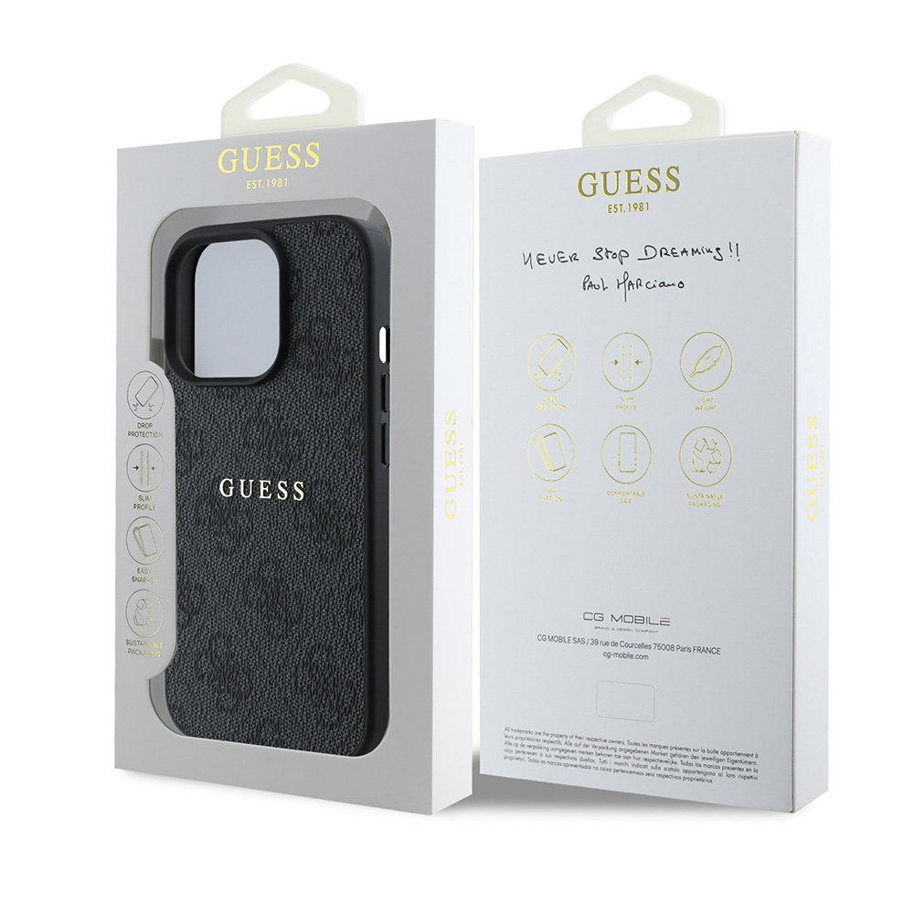 Apple iPhone 14 Pro Max Case Guess Original Licensed Magsafe Charging Featured 4G Pattern Text Logo Cover - 25