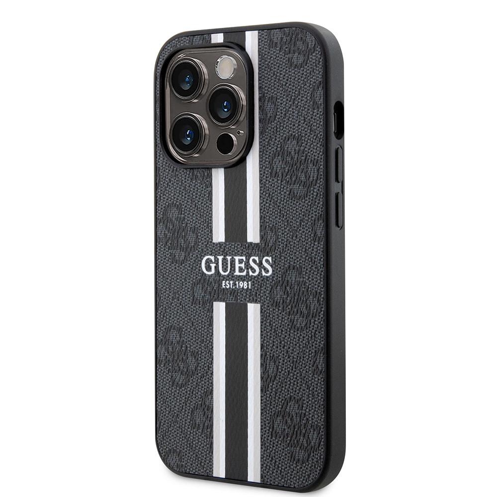 Apple iPhone 14 Pro Max Case Guess Original Licensed Magsafe Charging Featured 4G Strip Design Printed Cover - 5