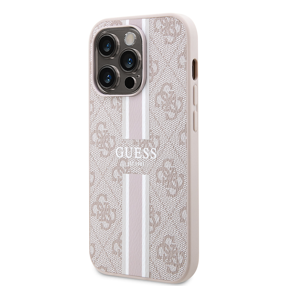 Apple iPhone 14 Pro Max Case Guess Original Licensed Magsafe Charging Featured 4G Strip Design Printed Cover - 12