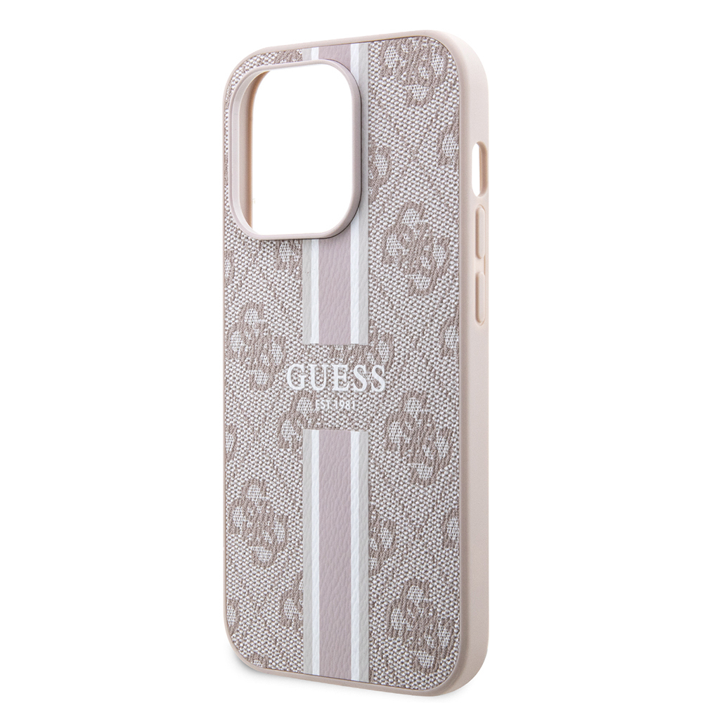 Apple iPhone 14 Pro Max Case Guess Original Licensed Magsafe Charging Featured 4G Strip Design Printed Cover - 16