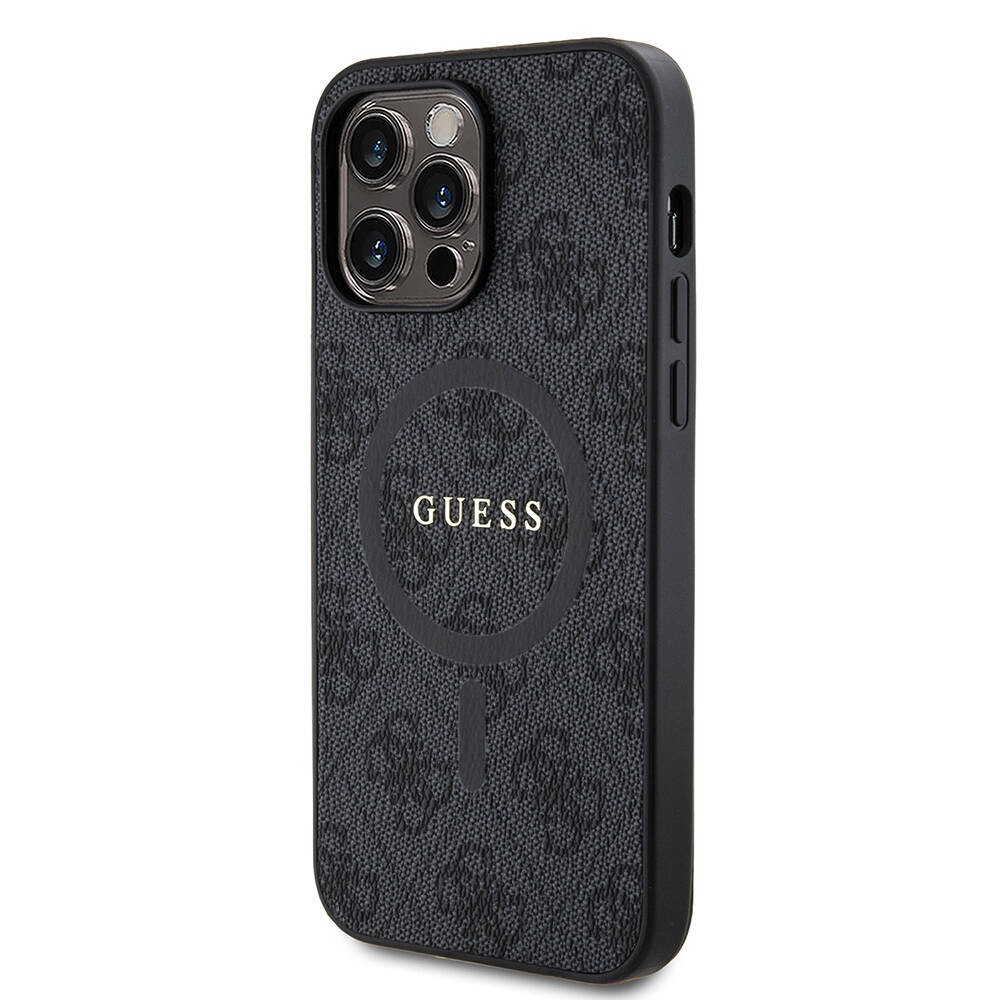 Apple iPhone 14 Pro Max Case Guess Original Licensed Magsafe Charging Featured PU Ring 4G Patterned Text Logo Cover - 4