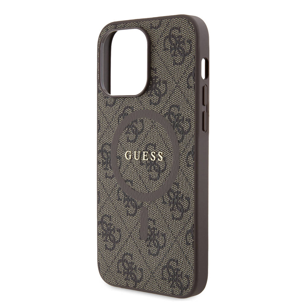 Apple iPhone 14 Pro Max Case Guess Original Licensed Magsafe Charging Featured PU Ring 4G Patterned Text Logo Cover - 21