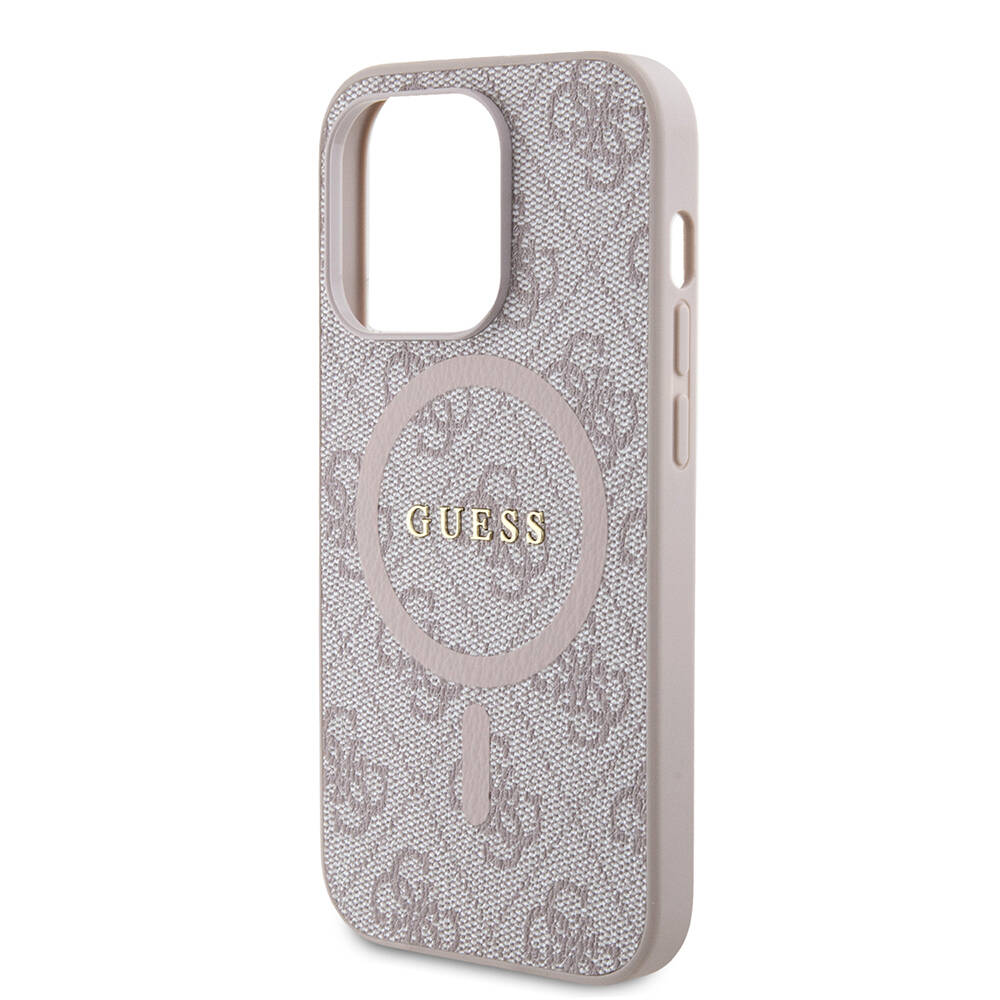 Apple iPhone 14 Pro Max Case Guess Original Licensed Magsafe Charging Featured PU Ring 4G Patterned Text Logo Cover - 13