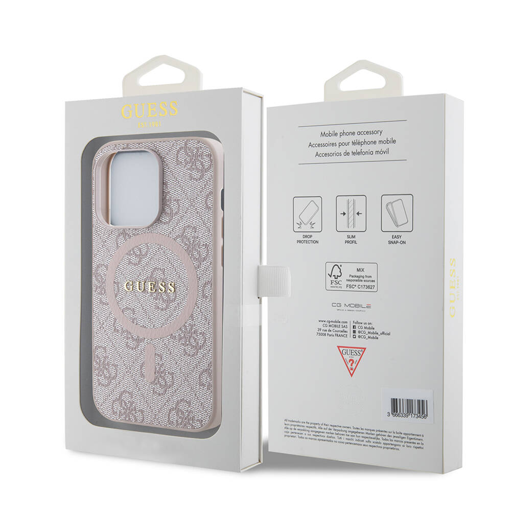 Apple iPhone 14 Pro Max Case Guess Original Licensed Magsafe Charging Featured PU Ring 4G Patterned Text Logo Cover - 3