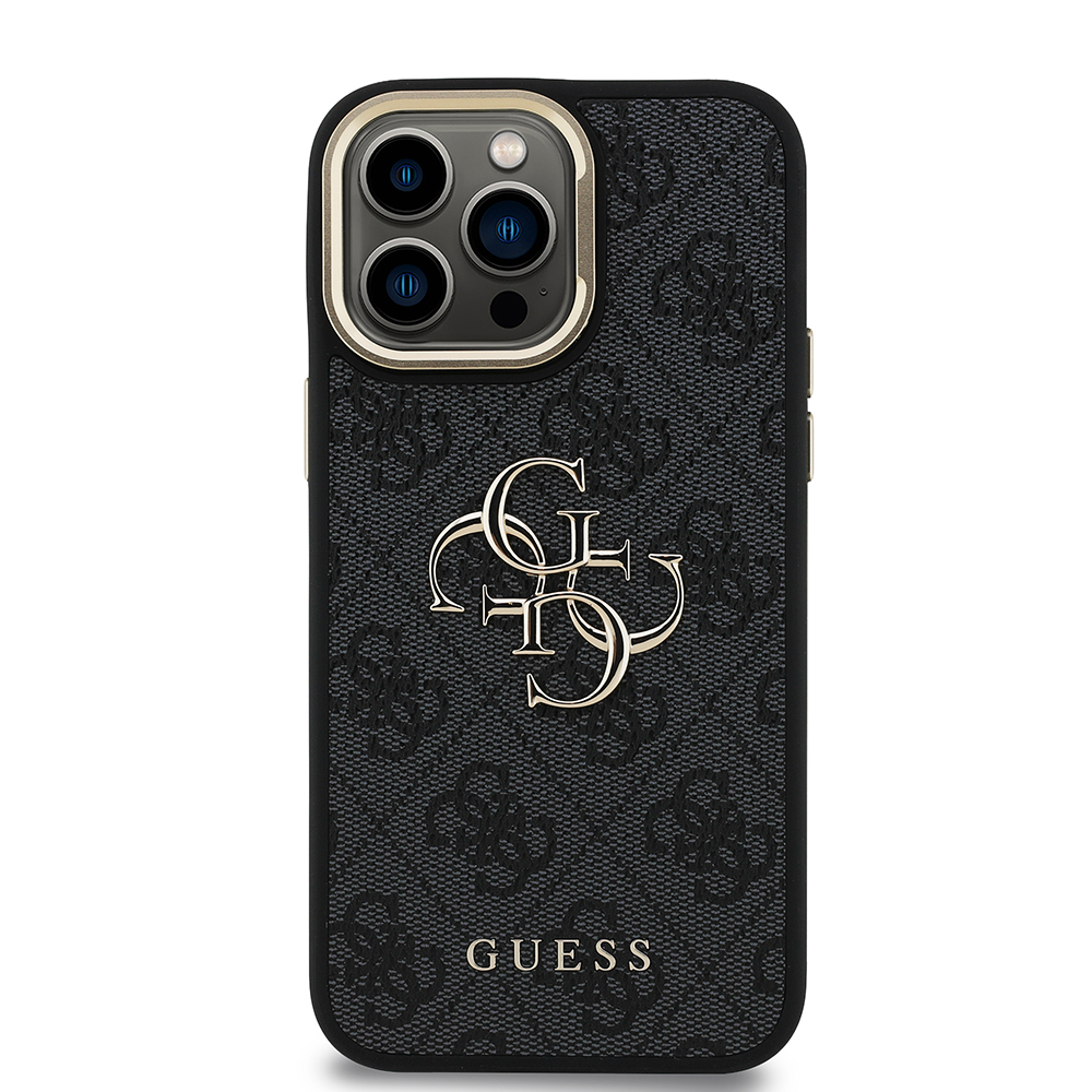 Apple iPhone 14 Pro Max Case Guess Original Licensed PU Leather 4G Patterned Metal Big 4G and Text Logo Camera Stand Cover - 7