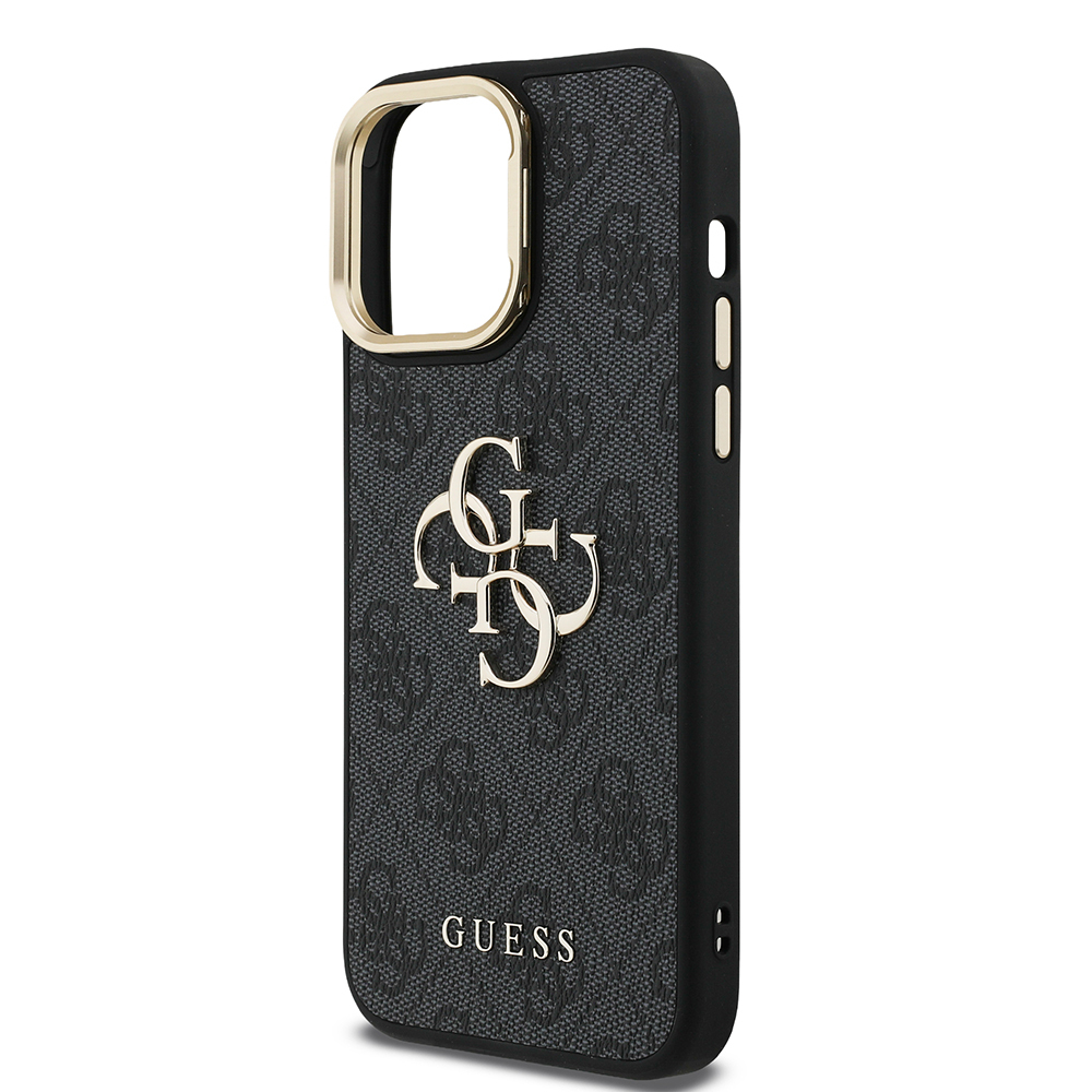 Apple iPhone 14 Pro Max Case Guess Original Licensed PU Leather 4G Patterned Metal Big 4G and Text Logo Camera Stand Cover - 10