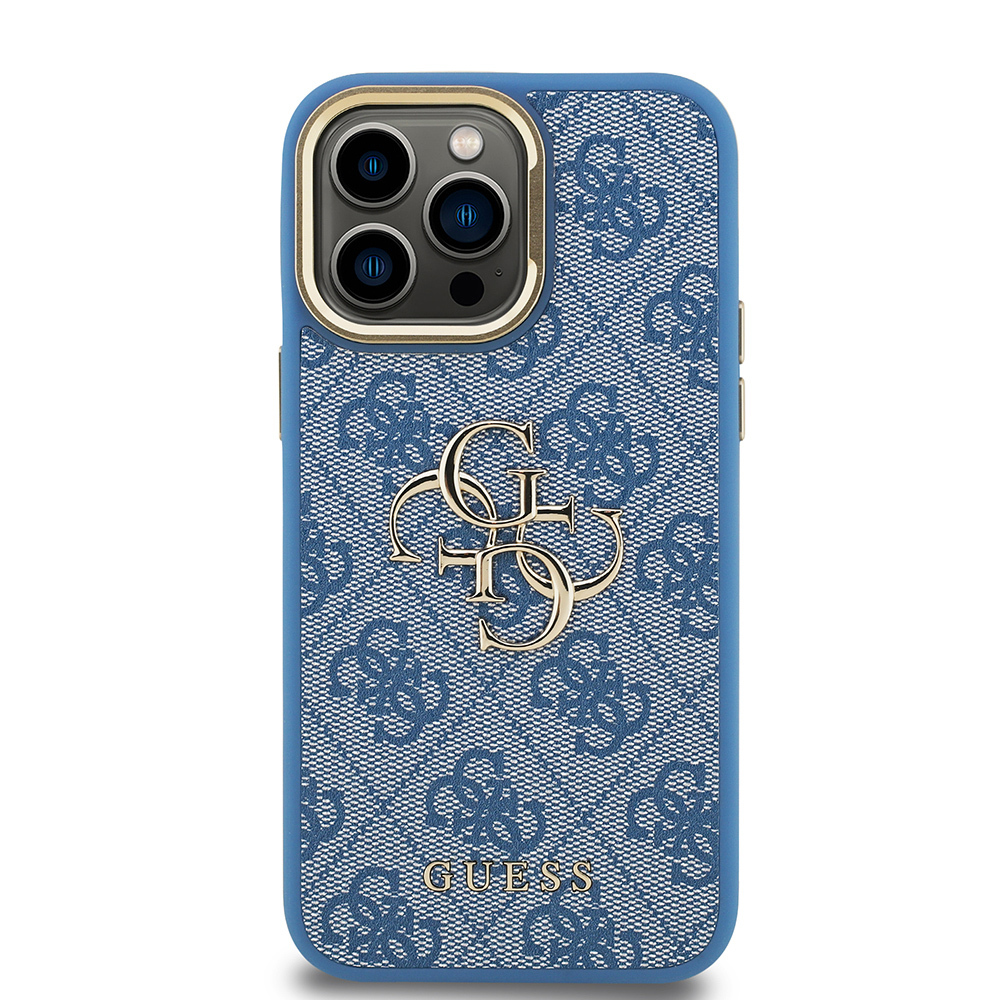 Apple iPhone 14 Pro Max Case Guess Original Licensed PU Leather 4G Patterned Metal Big 4G and Text Logo Camera Stand Cover - 14