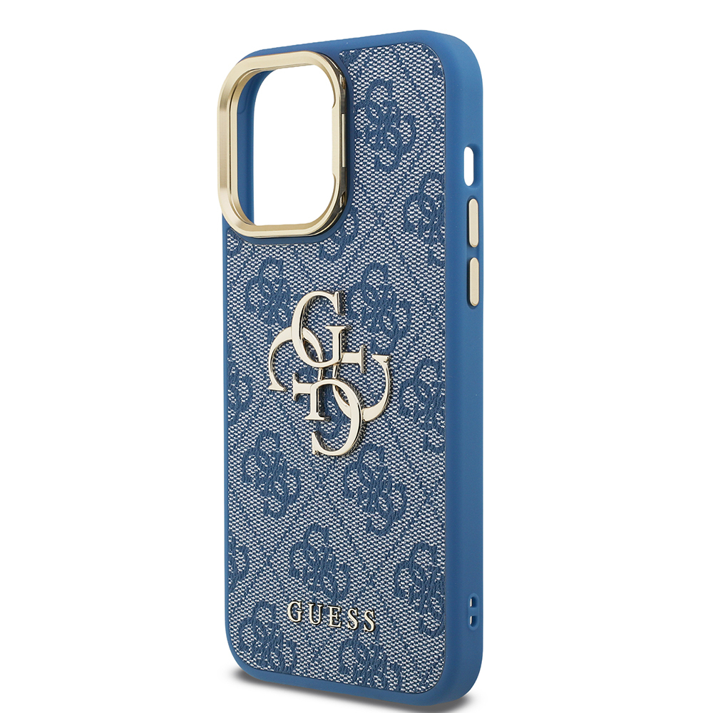 Apple iPhone 14 Pro Max Case Guess Original Licensed PU Leather 4G Patterned Metal Big 4G and Text Logo Camera Stand Cover - 17