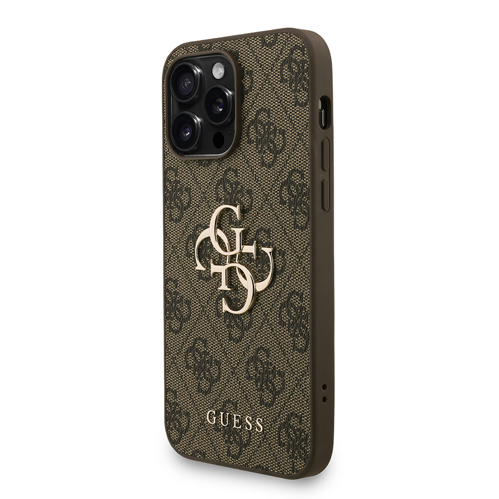 Apple iPhone 14 Pro Max Case Guess Original Licensed PU Leather Wrist Strap Rope Metal Large 4G and Text Logo Cover - 6