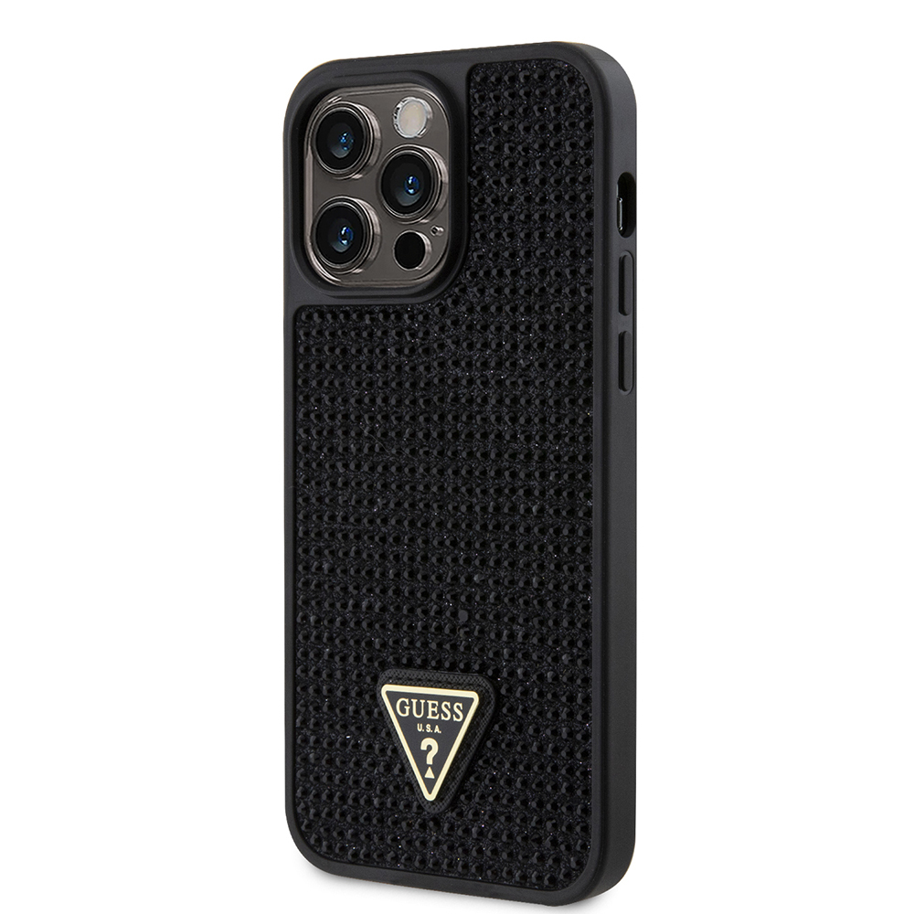 Apple iPhone 14 Pro Max Case Guess Original Licensed Stone Back Surface Triangle Logo Cover - 13