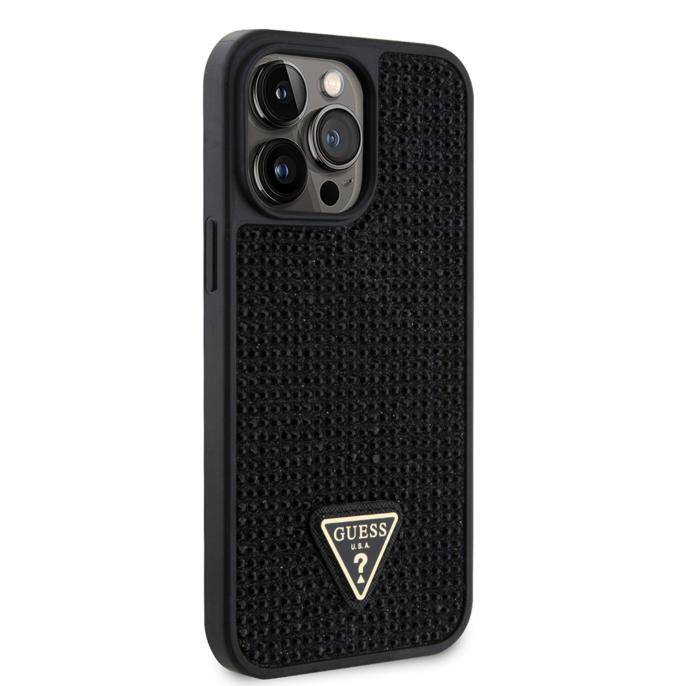 Apple iPhone 14 Pro Max Case Guess Original Licensed Stone Back Surface Triangle Logo Cover - 15