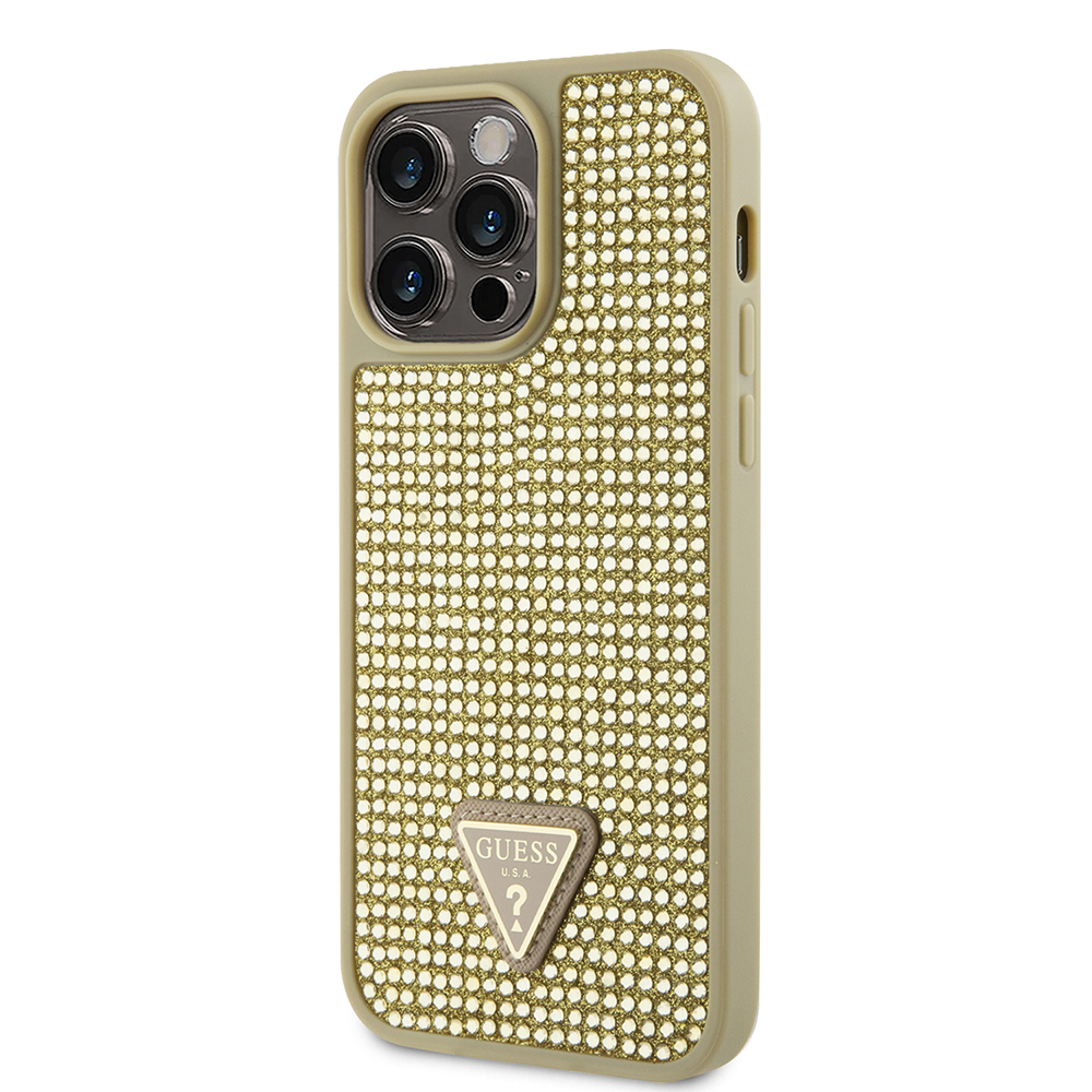 Apple iPhone 14 Pro Max Case Guess Original Licensed Stone Back Surface Triangle Logo Cover - 6