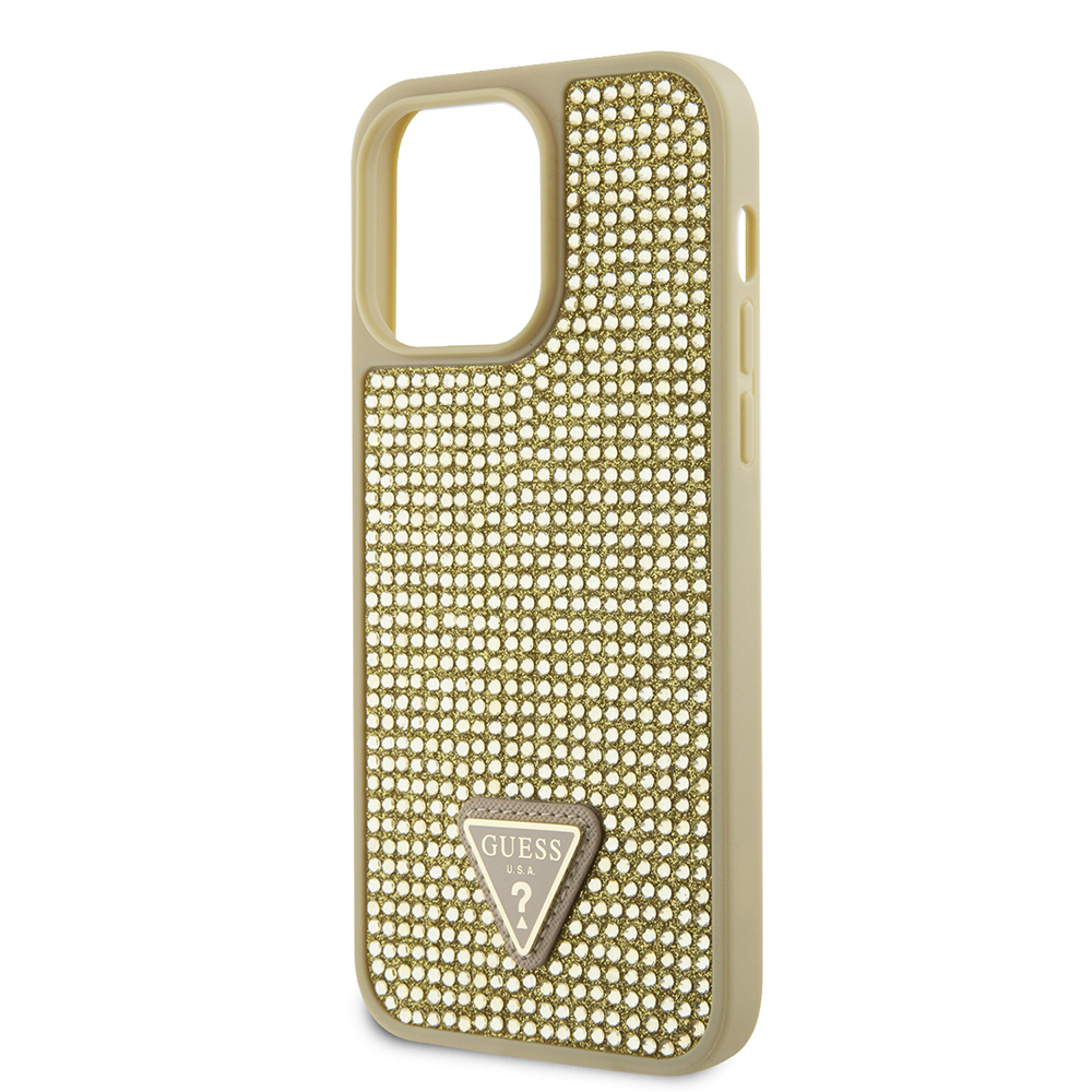 Apple iPhone 14 Pro Max Case Guess Original Licensed Stone Back Surface Triangle Logo Cover - 9