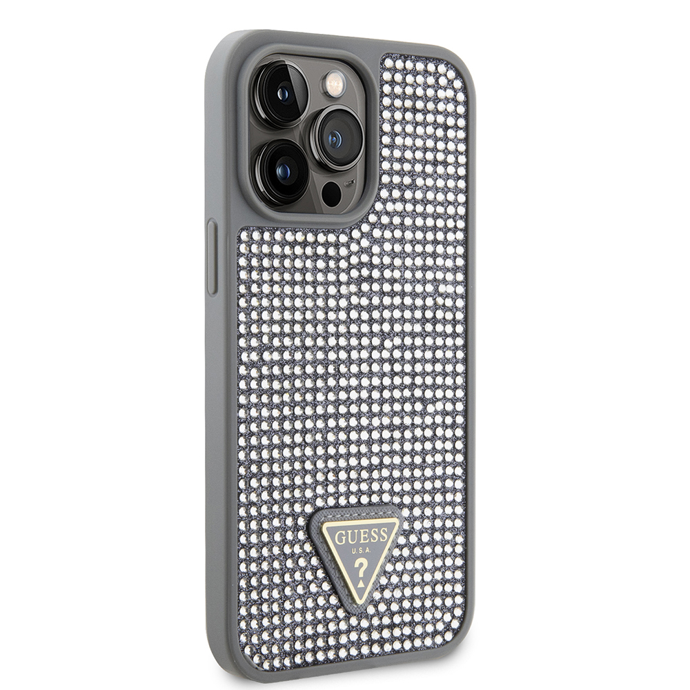 Apple iPhone 14 Pro Max Case Guess Original Licensed Stone Back Surface Triangle Logo Cover - 29
