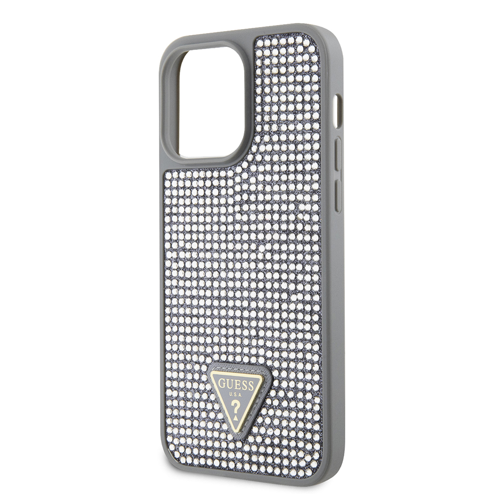 Apple iPhone 14 Pro Max Case Guess Original Licensed Stone Back Surface Triangle Logo Cover - 31