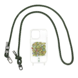 Apple iPhone 14 Pro Max Case Kajsa Missy And Match Transparent Patterned Rope Strap Cover Green