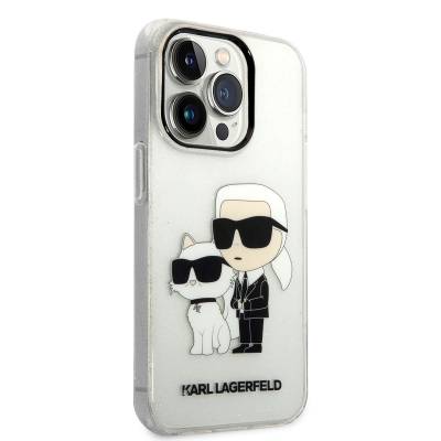 Apple iPhone 14 Pro Max Case Karl Lagerfeld Transparent Glitter K&C Design Cover Colorless