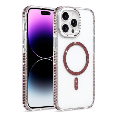 Apple iPhone 14 Pro Max Case M-safe Charging Enabled Zore Tera Silicone Cover Plum