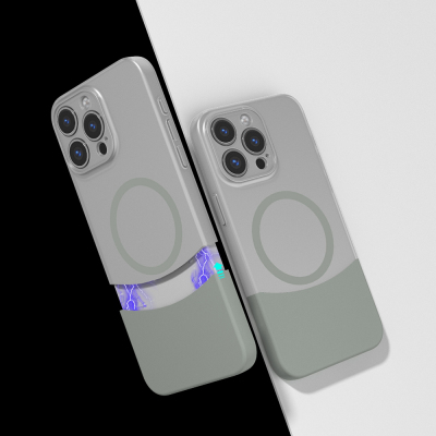 Apple iPhone 14 Pro Max Case M-Safe Charging Feature Magnetic Zore Double Cover Grey