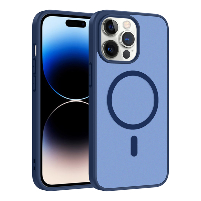 Apple iPhone 14 Pro Max Case M-safe Charging Feature Zore Ballet Flat Cover Blue