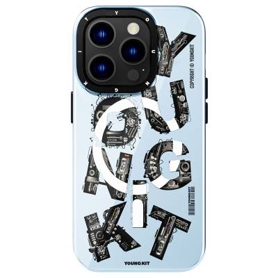 Apple iPhone 14 Pro Max Case Magsafe Charge Feature Text Themed YoungKit Mechanic Series Cover Blue