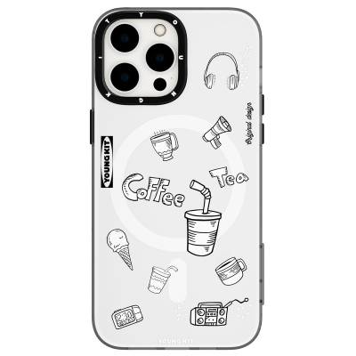 Apple iPhone 14 Pro Max Case Magsafe Charging Featured Patterned Youngkit Plaything Series Cover White