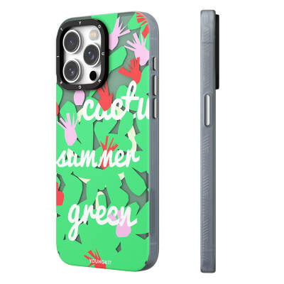 Apple iPhone 14 Pro Max Case Magsafe Charging Featured Summer Fruit Patterned Youngkit Fruity Flavor Series Cover Green