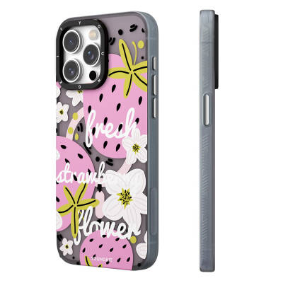 Apple iPhone 14 Pro Max Case Magsafe Charging Featured Summer Fruit Patterned Youngkit Fruity Flavor Series Cover Pink