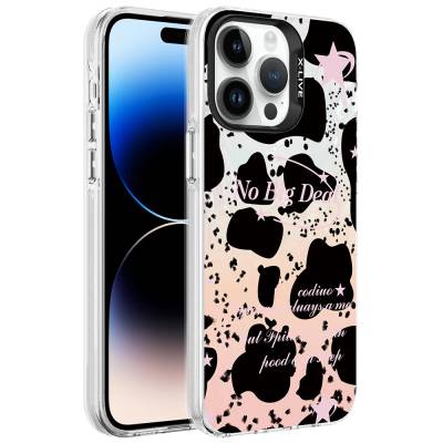 Apple iPhone 14 Pro Max Case Marble Pattern Zore Marbello Cover Siyah-Beyaz