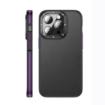 Apple iPhone 14 Pro Max Case Matte Transparent Carbon Fiber Look Wlons Marine Cover Derin Mor