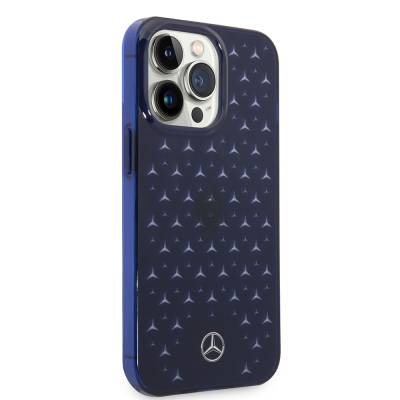 Apple iPhone 14 Pro Max Case Mercedes Benz Transparent Star Design Cover Blue