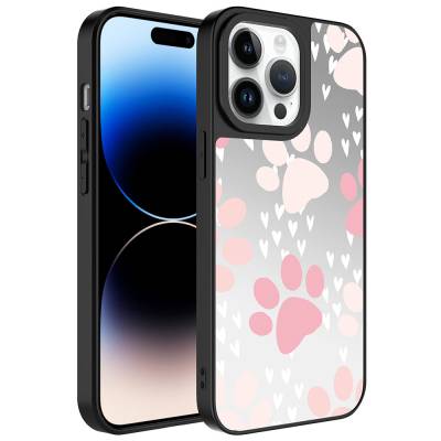 Apple iPhone 14 Pro Max Case Mirror Patterned Camera Protected Glossy Zore Mirror Cover Pati