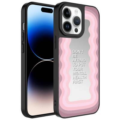 Apple iPhone 14 Pro Max Case Mirror Patterned Camera Protected Glossy Zore Mirror Cover Ayna